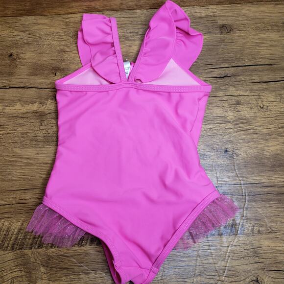 Betsey Johnson pink unicorn sequin bathing suit sz 2T - Picture 2 of 5